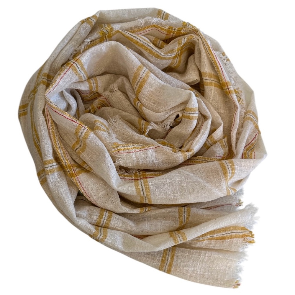 NWOT | Mango | Ivory, Golden Yellow & Red Scarf / Wrap / Shawl